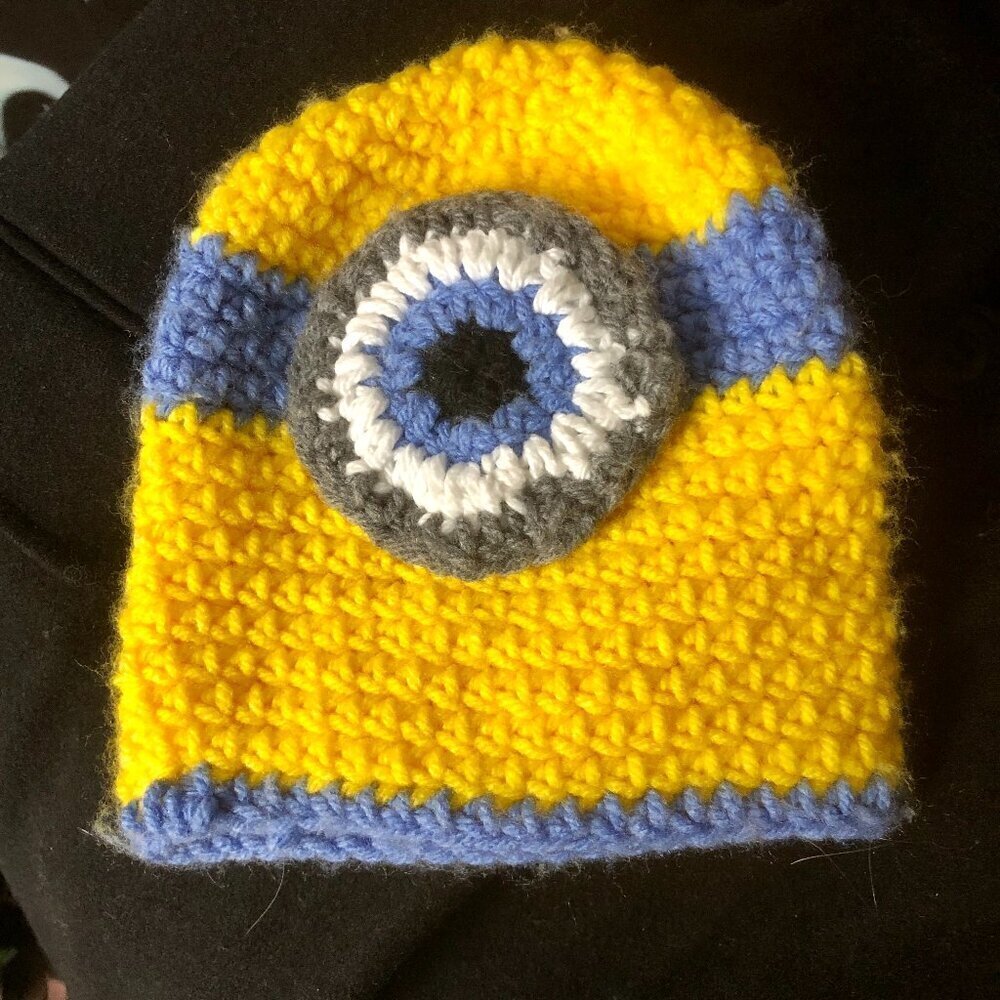 ☃️Handmade Minion-Inspired Baby Hat Crochet Knit Cap for Infant/Toddler